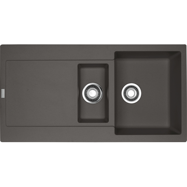 Maris - Inbouwspoeltafel / 970 x 500 mm / 1+1/2 bak / Leigrijs / Omkeerbaar