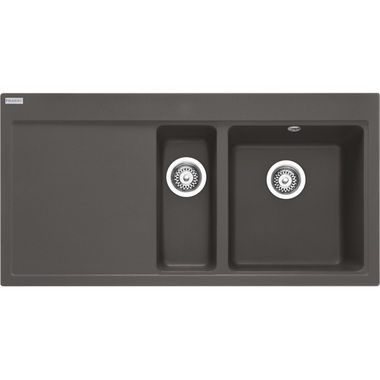 Mythos - Inbouwspoeltafel / 1000 x 515 mm / 1+1/2 bak / Leigrijs / Druipblad links