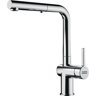 Active L - Eéngreepsmengkraan L met uittrekbare uitloop / Side lever / Chroom