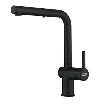 Active L - Eéngreepsmengkraan L met uittrekbare uitloop / Side lever / Zwart Mat