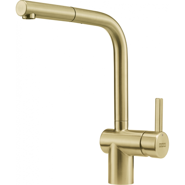 Atlas Neo - Eéngreepsmengkraan met uittrekbare uitloop / Side lever / goudkleurig