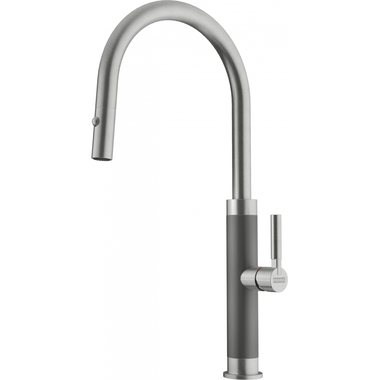 Mythos masterpiece - Eéngreepsmengkraan met uittrekbare uitloop / Side lever / RVS