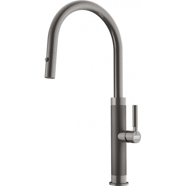 Mythos masterpiece - Eéngreepsmengkraan met uittrekbare uitloop / Side lever / Antraciet