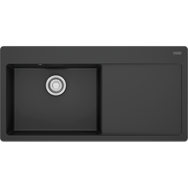 MYTHOS X - Inbouwspoeltafel / 1 bak XL / 1000 x 510 mm / Verlek rechts / Automatische lediging / Drukknop / Antraciet