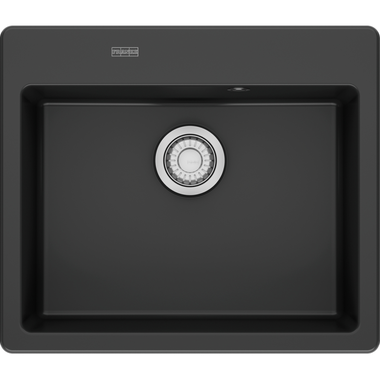 MYTHOS X - Inbouwspoelbak / 1 bak / 500 x 380 x 190 mm / Automatische lediging / Drukknop / Antraciet