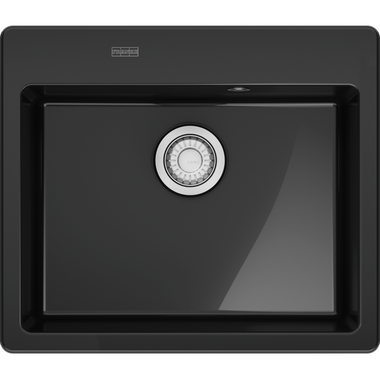 MYTHOS X - Inbouwspoelbak / 1 bak / 500 x 380 x 190 mm / Automatische lediging / Drukknop / Onyx