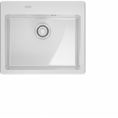 MYTHOS X - Inbouwspoelbak / 1 bak / 500 x 380 x 190 mm / Automatische lediging / Drukknop / Wit