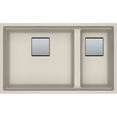 KUBUS 2.0 PRO - Onderbouwspoelbak / 2 bakken / 760 x 460 x 200 mm / Manuele lediging / Koffieroom + Set 3 accessoires