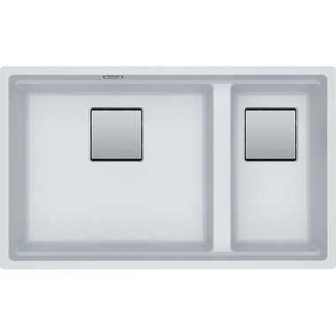 KUBUS 2.0 PRO - Onderbouwspoelbak / 2 bakken / 760 x 460 x 200 mm / Manuele lediging / Metaal wit + Set 3 accessoires
