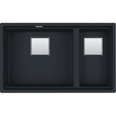 KUBUS 2.0 PRO - Onderbouwspoelbak / 2 bakken / 760 x 460 x 200 mm / Manuele lediging / Zwart mat + Set 3 accessoires