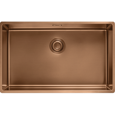 Mythos Masterpiece - Vlakbouw-/onderbouwspoelbak / 720 x 450 mm / Automatische ledeging / Koperkleurig
