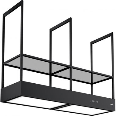 Mythos T-Shelf Evolution - Eilanddampkap Zwart mat, recirculatie, 1600mm