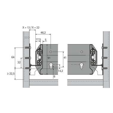 Meer dan volledig uittrekbare ladegeleiders Quadro Duplex 60 kg