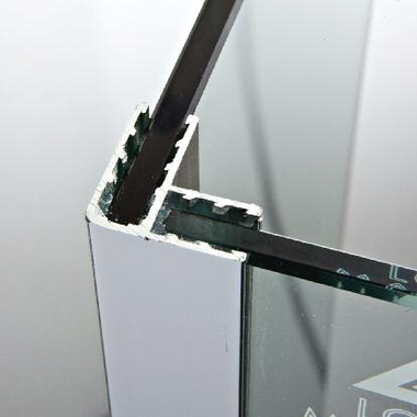 Hoekprofiel, voor 8 mm glas, L2300, glanzend aluminium
