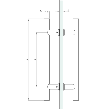 Paar ronde deurgrepen, voor 6/17.5 mm glas, B25