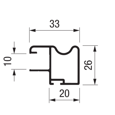 Vertikaal profiel TR10 2.6m