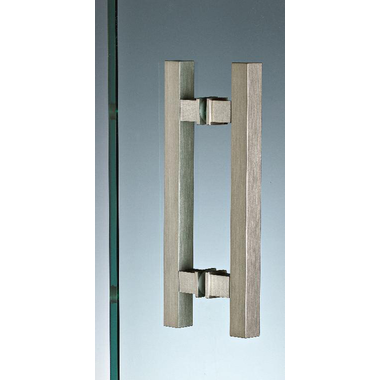 Paar vierkante deurgrepen, voor 6/12 mm glas, B15 H15 L200