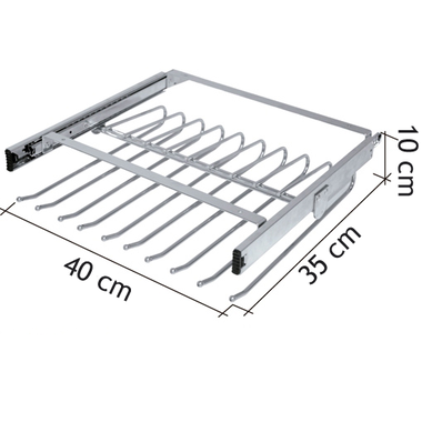 Uitschuifbare broekenhouder 390mm chroom