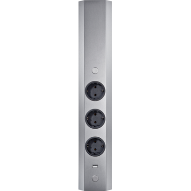 Energiezuil RVS 3 stopcontacten + USB-A