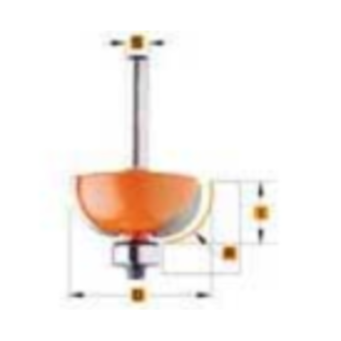 Bolle radiusfrees met geleidelager r=6,35 d=25,4 i=12,7
