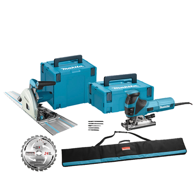 Makita meu029j combipack invalzaag + wipzaag sp6000j + 4351fctj + rail + systainer