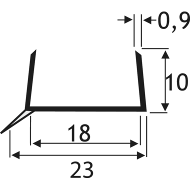 U-profiel 4 meter voor plinten 16/18mm