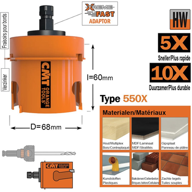 Gatzaag, multi-construct met verzinker d=68mm