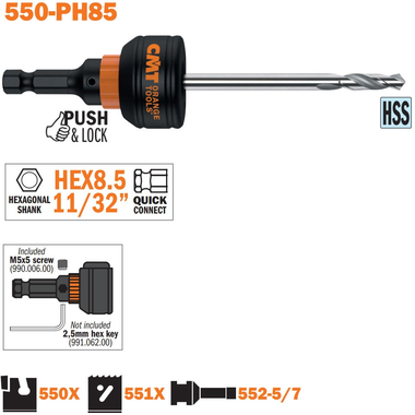 Snelwisselhouder met hss boor, opname hex 8,5