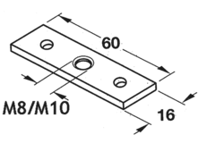 Montageplaat 60x16x3mm voor regelvijs M10 verzinkt