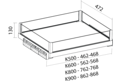 Tf-line lade met glas h.130mm k.900mm antraciet
