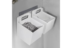 Hailo laundry 2 opbergbakjes wit + wandhaak grijs