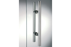 Paar ronde deurgrepen, voor 6/17.5 mm glas, B25 L800, geborsteld rvs