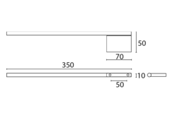 Handdoekdrager 7348  zwart 1-arm l350mm vierkant