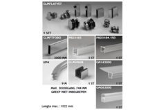 Toebehoren douche met schuifdeur wand/glas met frameprofiel voor vaste glaspanelen, voor 8 mm glas, geborsteld rvs