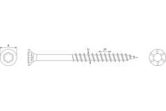 Houtschroef met verzonken kop Torx blauw verzinkt 3.5 x 35