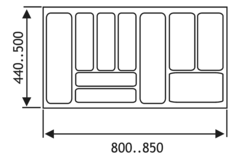 Inleglade k.90 cm alu grijs b801-850 d440-500 mm