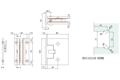 Scharnier wand/glas met geveerde terugslag draagvermogen 50 kg, voor 10/13.5 mm glas, B80 H100, geborsteld rvs effect