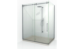 Toebehoren douche met schuifdeur wand/glas met frameprofiel voor vaste glaspanelen, voor 8 mm glas, geborsteld rvs