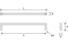 Greep rechthoekig zamak RVS look ba 140mm L 154mm