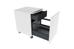 Minikast op wielen met lade en binnenlade, volledig uittrekbaar met soft-close