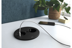 Twist2 rond mat zw b-f 1 stopcont+1 usb a/c 22w