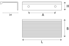 Greep square ba64 l94 zwart