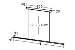 Pendel 150 Led RVS 900mm 14W 240v 4000K 1028lm