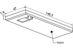 Set 4 d'lau Led rechthoekige onderbouw 3W 3200K alu -tou touch 15W met dimmertransfo