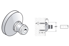 Pba 500-g rvs sat. regelb.bevestigingsroz. muurbev .buis 25mm