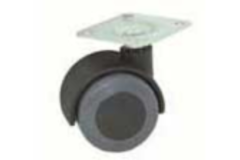 Dubbel wiel 40mm zwart + bevestiginsplaat
