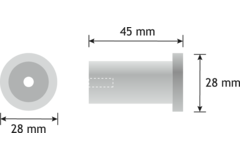 Jashaak ROUND Ø28 aluminium geborsteld messing
