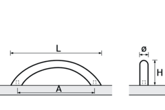 Greep Vada, boorafstand 64, L 75 mm, H 30 mm, ø 10 mm, roestvrij staal geborsteld
