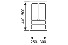 Inleglade k.35 cm alu grijs b251-300 d440-500 mm