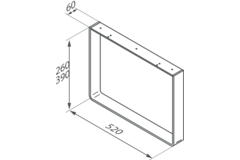 U-poot zijkant chroom h=390mm/b=520mm